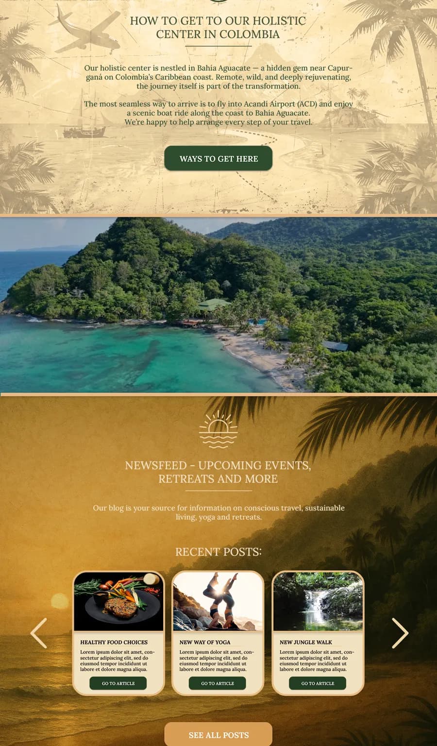 Brisa Bahía retreat center website wireframe slice 05